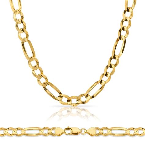 14k Gold 12mm Open Figaro Chain 22 Inches