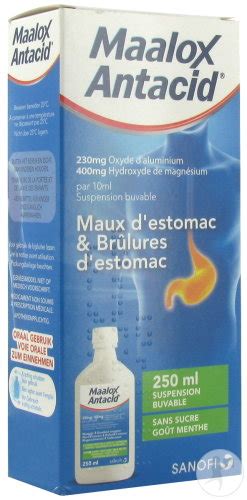 Maalox Antacid 230mg400mg10ml Maux Destomac Et Brûlures Destomac