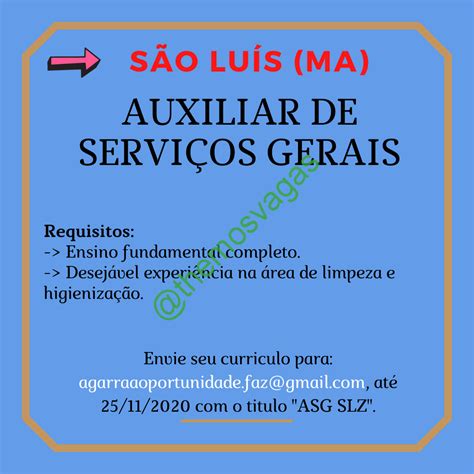 Auxiliar De Servi Os Gerais S O Lu S Ma Vaga S Themos Vagas