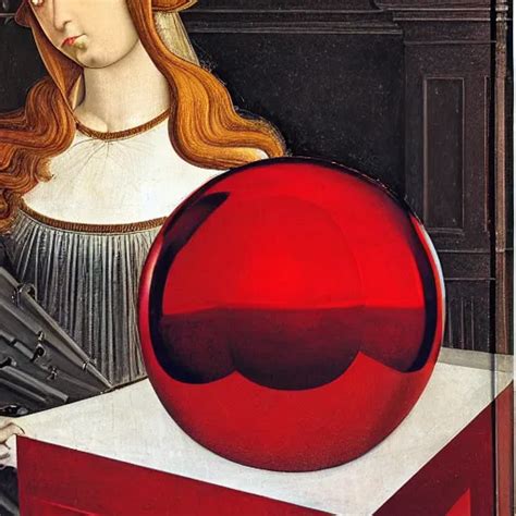 Chrome Spheres On A Red Cube By Sandro Botticelli Stable Diffusion