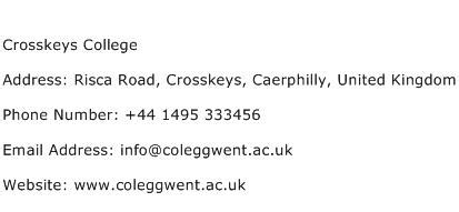 Crosskeys College Address, Contact Number of Crosskeys College