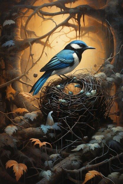 Premium AI Image | magpie building nest