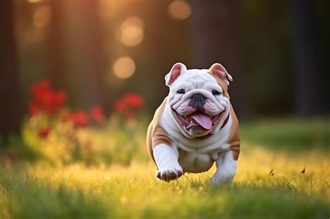 Premium Photo Cute Bulldog Playing Outdoor And Copy Space