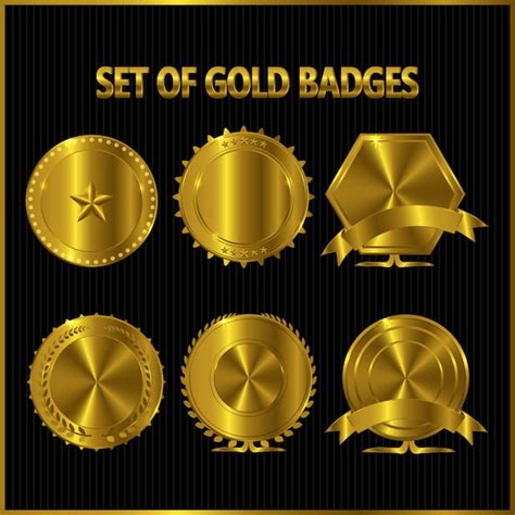 Premium Vector Gold Metal Badges Set