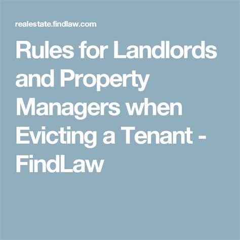 Rules For Landlords And Property Managers When Evicting A Tenant