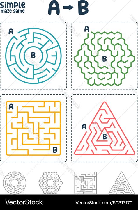 Simple maze game set Royalty Free Vector Image