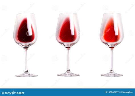 Different Sorts Of Red Wine Array Of Various Types Of Wine Wine Glasses Isolated On White