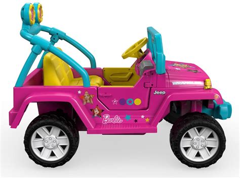 Power Wheels Barbie Jeep Wrangler Pinkblueyellow Push Ride Ons