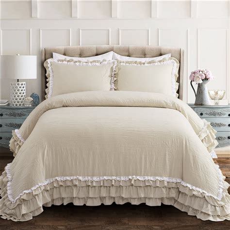 Lush Decor Ella Shabby Chic Ruffle Lace Comforter Set Multiple Colors