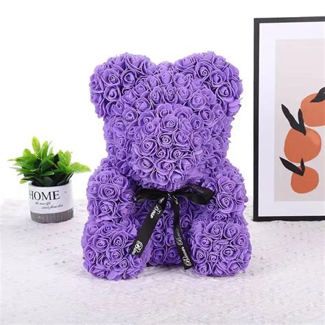 Diy 25 Cm Teddy Rose Bear With Box Artificial Flower Bear Rose ...