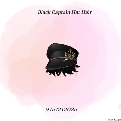 Black Captain Hat Hair Code Hat Hairstyles Roblox Roblox Roblox Codes