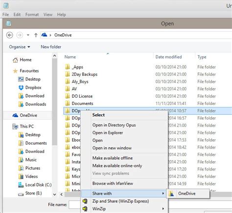 Windows 10 OneDrive Context Menu Help Support Directory Opus