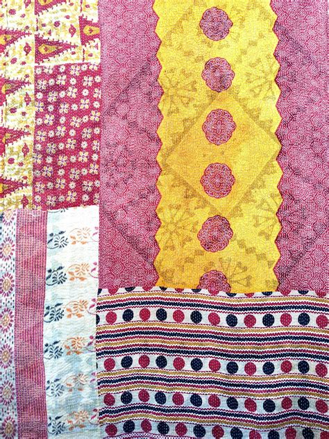 Handmade Sari Patchwork Kantha Quilt Vintage Kantha Quilt