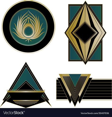 Art deco logos and design elements Royalty Free Vector Image