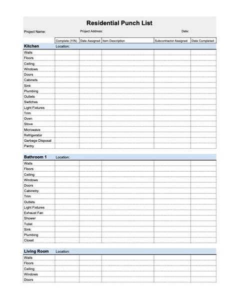 Free Punch List Templates In Excel Word Pdf Levelset General