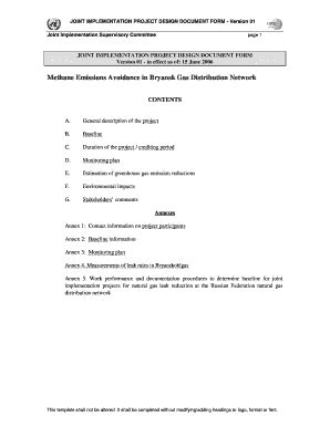 Fillable Online Ji Unfccc Methane Emissions Avoidance In Bryansk Gas