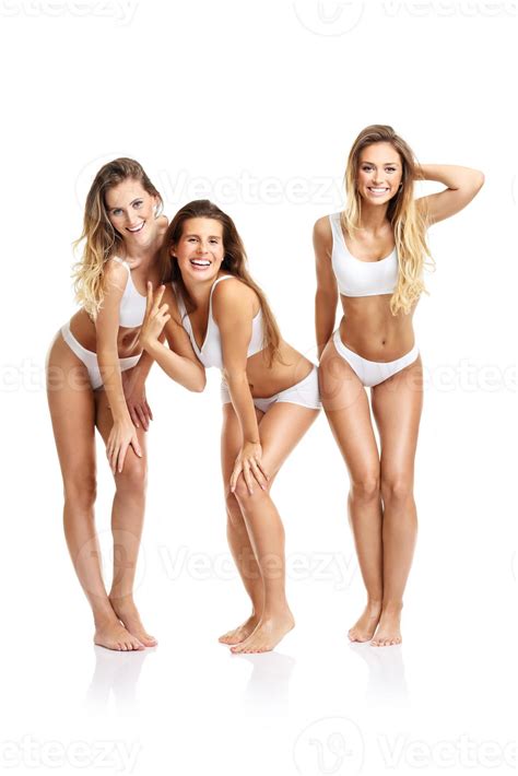 Group Of Happy Friends Posing In Underwear Stock Photo At Vecteezy