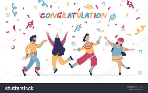 Group of happy dancing people at holidays party. Design template of ...