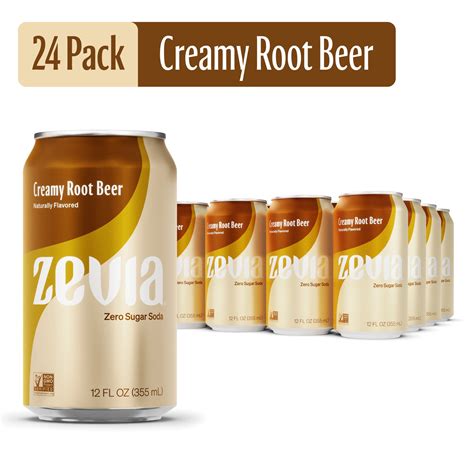 Zevia Zero Sugar Creamy Root Beer Soda Pop 12 Fl Oz Pack Of 24