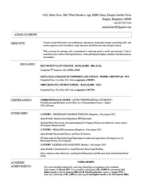 Resume Anmol M Shroff Pdf