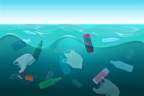 Illustration Of Plastic Pollution In The Sea Stock Vector