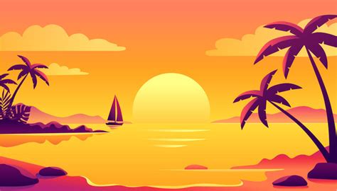 Cartoon Island Sunset