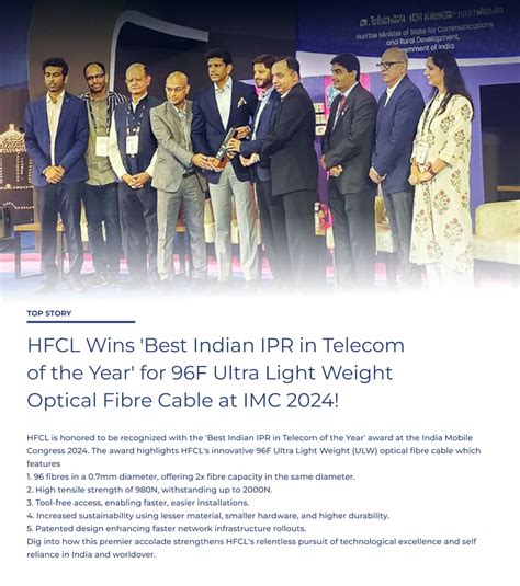 Hfcl Wins Best Indian Ipr In Telecom Of The Year For F Ultra Light