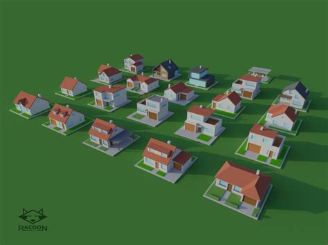 3d Model 20 Lowpoly Houses Vr Ar Low Poly Cgtrader