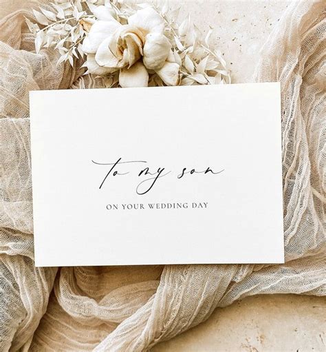 To My Son On Your Wedding Day Card Modern Minimalist Wedding Day Card