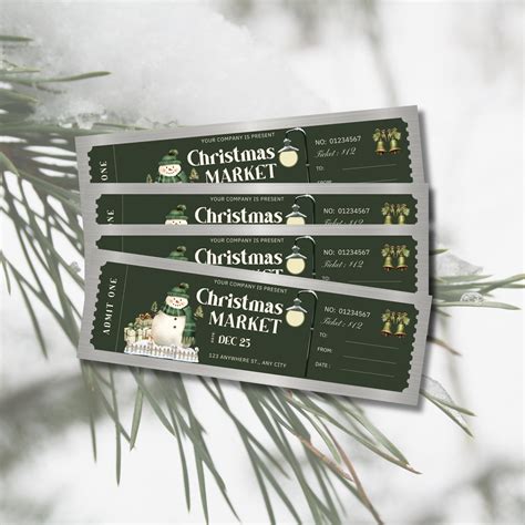 Event Ticket Template Christmas T Surprise Concert Ticket Holiday Invitation Ticket Show