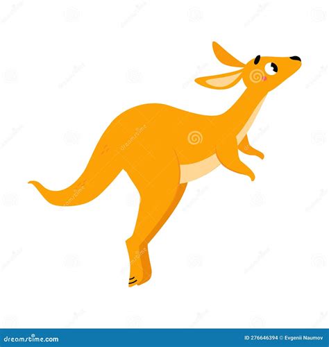 Brown Kangaroo Marsupial Animal With Powerful Hind Legs And Joey In