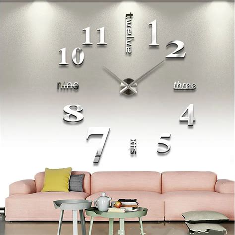 Large Wall Clocks Wall Sticker Quartz Clock Home Decor Living Room