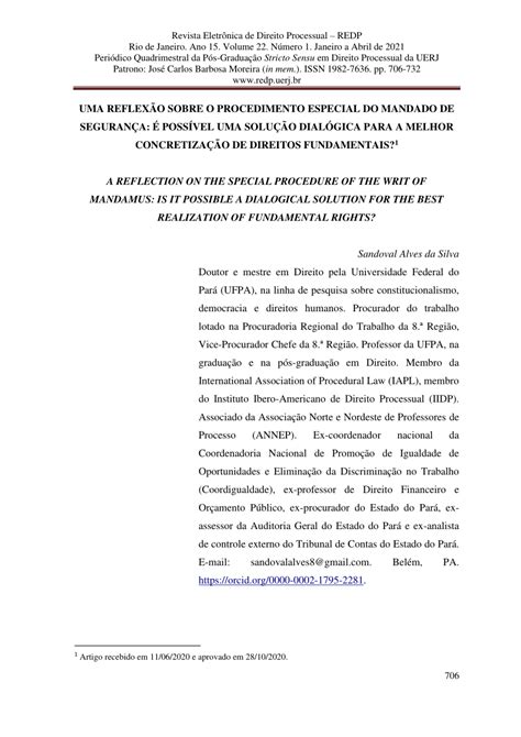 PDF Uma reflexão sobre o procedimento especial do mandado de