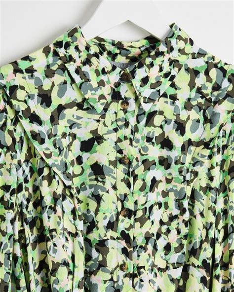 Oliver Bonas Marble Print Shirt Mini Dress In Green Lyst