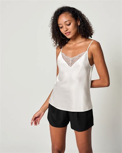 Washable Silk Camisole White Black Silk Tank Tops