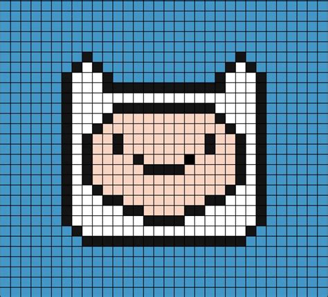 Finns Face Pixel Art Adventure Time Crochet Pixel Art Grid Pixel