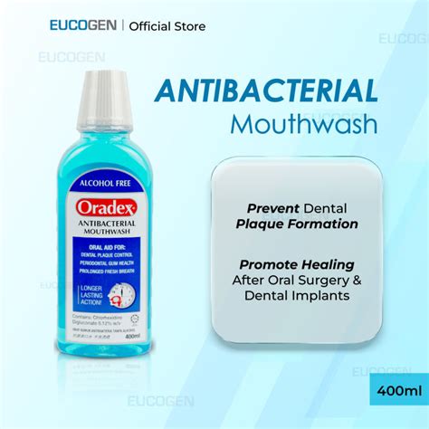 Exp 126 Oradex Antibacterial Mouthwash Mint 400ml Alcohol Free