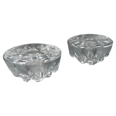 Iittala Tapio Wirkkala Finland Icicle Art Glass Taper Candleholders Pair For Sale At 1stdibs