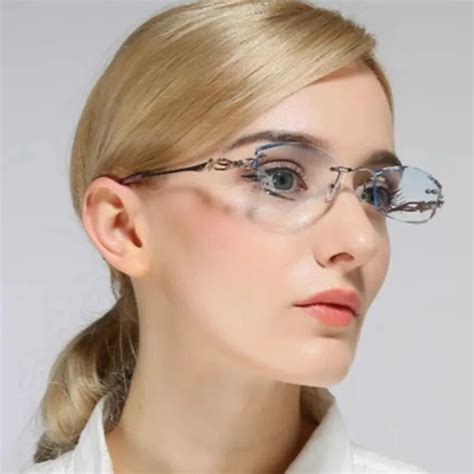 Youe Shone Luxury Tint Lenses Myopia Glasses Reading Glasses Diamond Rimless Prescription