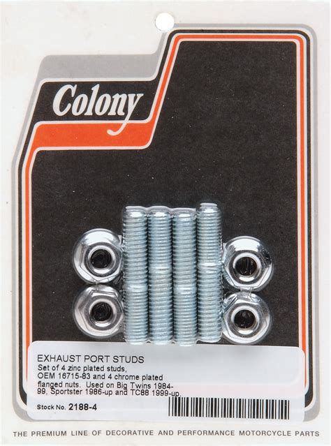 Colony Exhaust Stud Nut Fastener Kit 1982 2018 Harley Dyna Touring