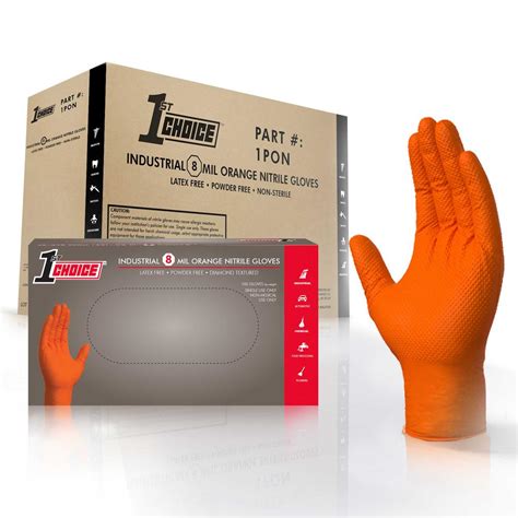 Gloveworks Diamond Texture Orange Nitrile Industrial Latex Free