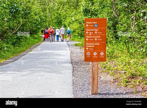 Sign On Trail Up To Exit Glacier And Harding Icefield With Distances