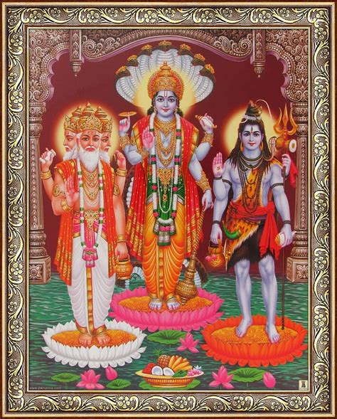 Avercart Lord Brahma Vishnu Mahesh Poster 8 5x11 Inch Framed HD Phone