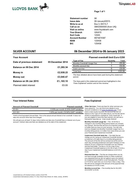 Editable Bank Statement