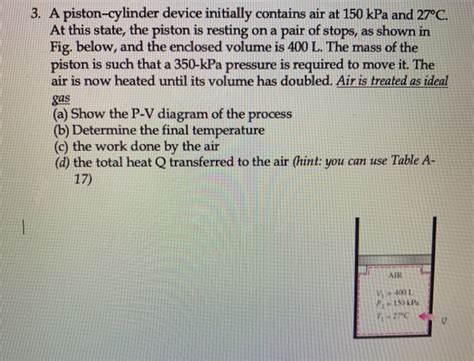 Solved 3 A Piston Cylinder Device Initially Contains Air At Chegg