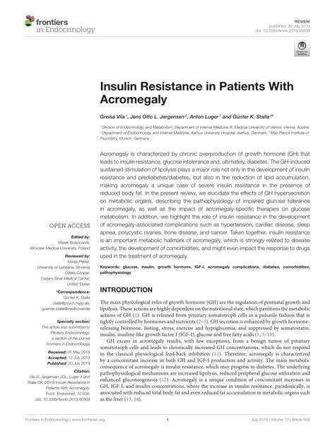 Pdf Insulin Resistance In Patients With Acromegaly