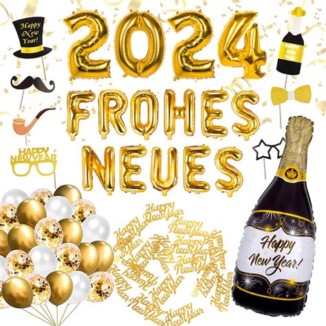 TEDORU XXL Silvester Deko Set 2024 XXL FROHES NEUES Ballons