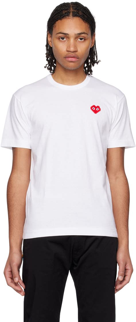 Comme Des Garçons Play White Invader Edition Heart T Shirt Comme Des Garcons Play