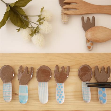 Chopstick Rest Of Spoon And Fork 【light Blue】 設計館 Meijiji Pottery 筷子 筷架 Pinkoi