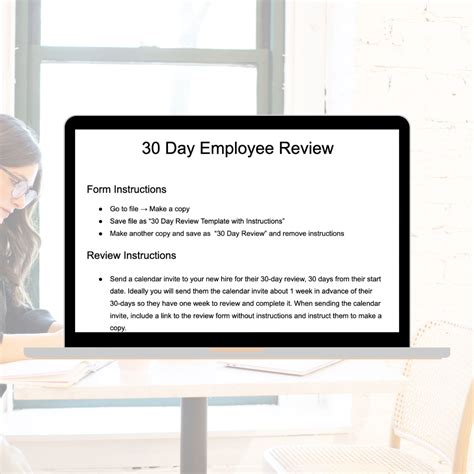 Employee 30 Day Review Form Jeannie Andresen